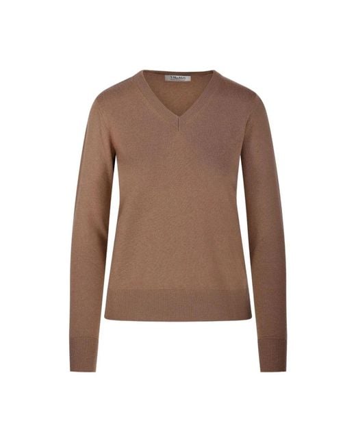 Max Mara V-Neck Knitwear in het Brown
