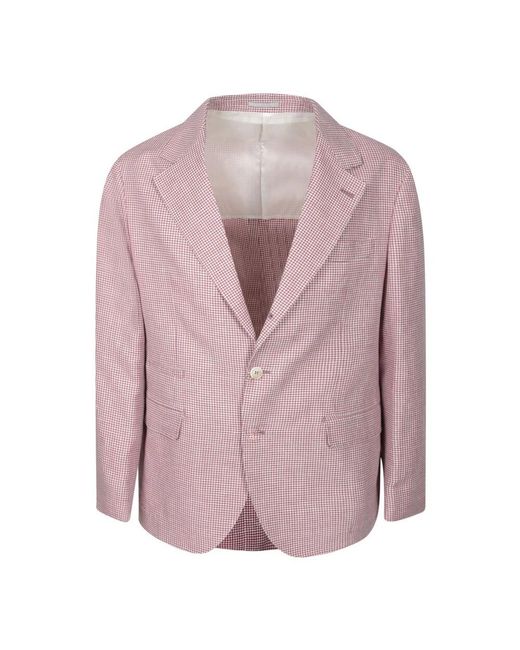 Brunello Cucinelli Roter Karierte Blazer Stilvolles Design in Purple für Herren