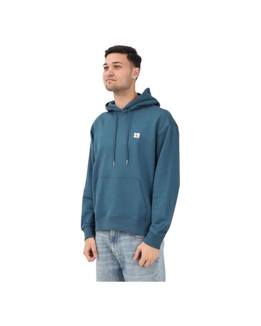 Calvin Klein Hoodies & Sweatvesten ,Blauw ,Katoen Monologo Hoodie in het Blue voor heren