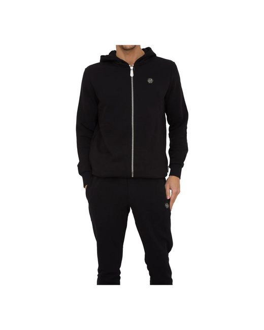 Philipp Plein Hoodies & Sweatvesten ,Zwart ,Katoen Zwarte Hoodie Sweatshirt in het Black voor heren