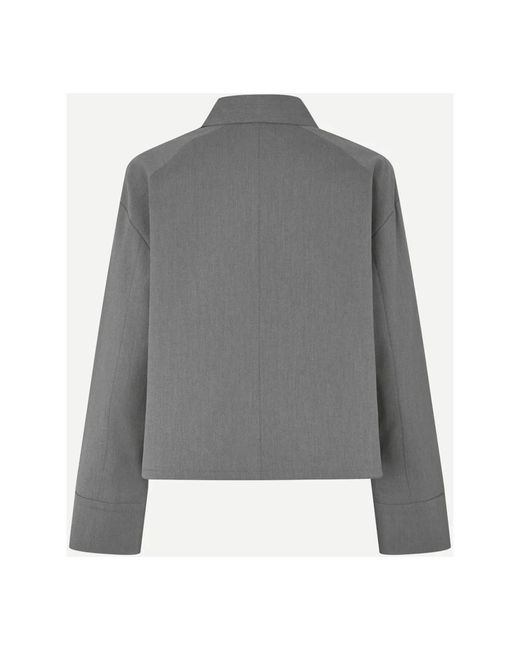 Samsøe & Samsøe Jassen ,Grijs ,Leer Sakelly Blazer in het Gray