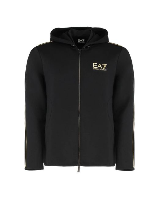 EA7 Black Zip-Throughs for men