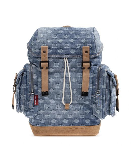 DSquared² Tassen ,Blauw ,Denim D2 Monogram Rugzak in het Blue voor heren