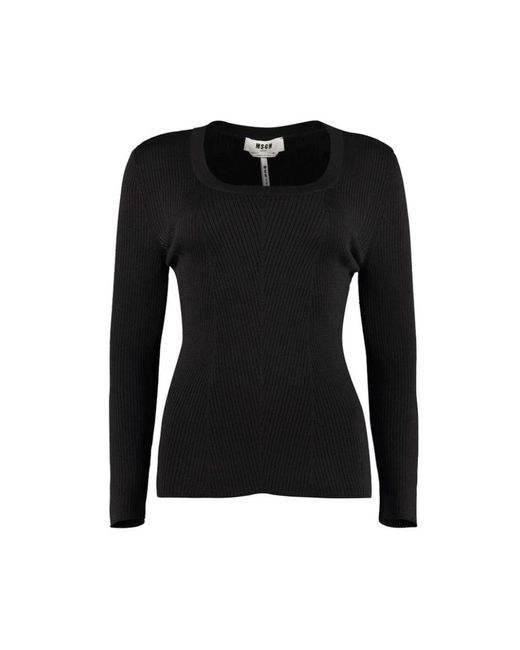 Round-Neck Knitwear MSGM de color Black