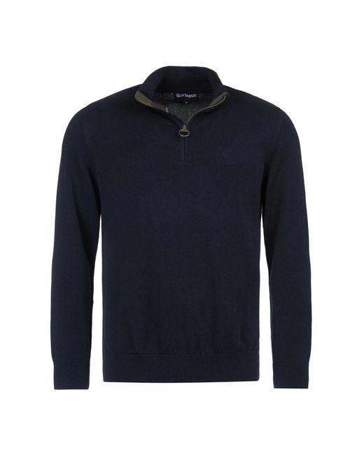 Barbour Baumwoll Halbzip Strickpullover in Blue für Herren