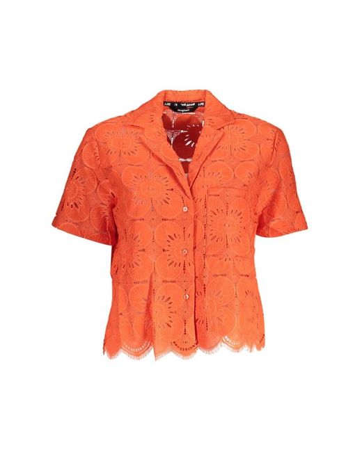Desigual Overhemden ,Oranje ,Katoen Arancione Poliammide Shirt in het Orange