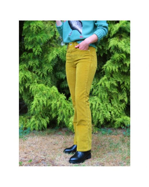 Denim Studio Yellow Slim-Fit Trousers