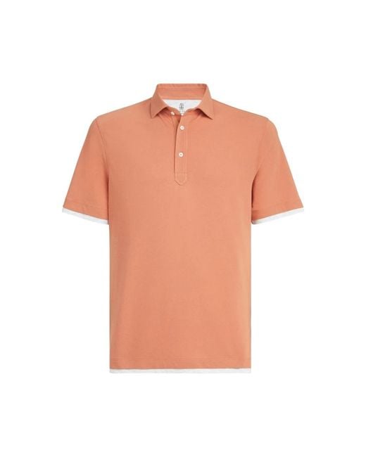 Brunello Cucinelli Orange Polo Shirts for men