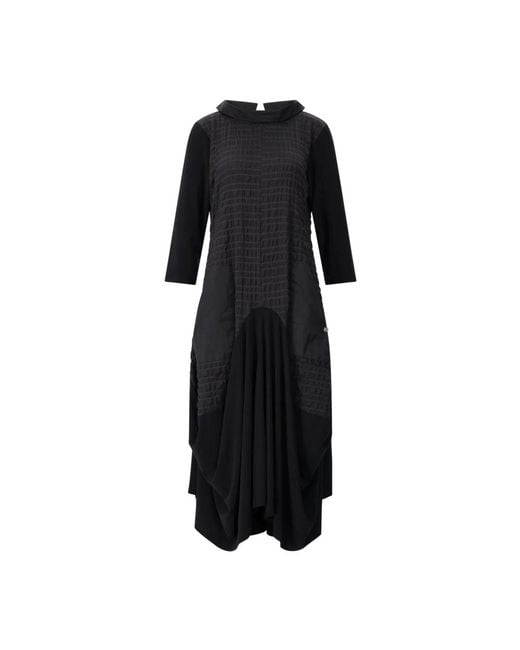 Joseph Ribkoff Black Elegantes Waffel Design Midi Kleid