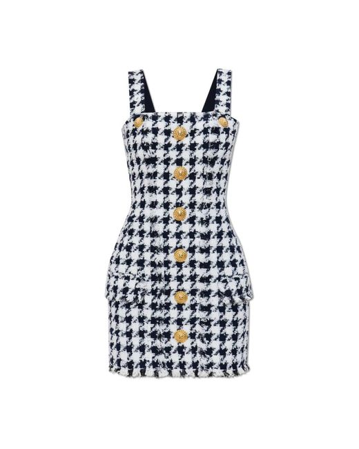 Abito a spalline in tweed di Balmain in Blue