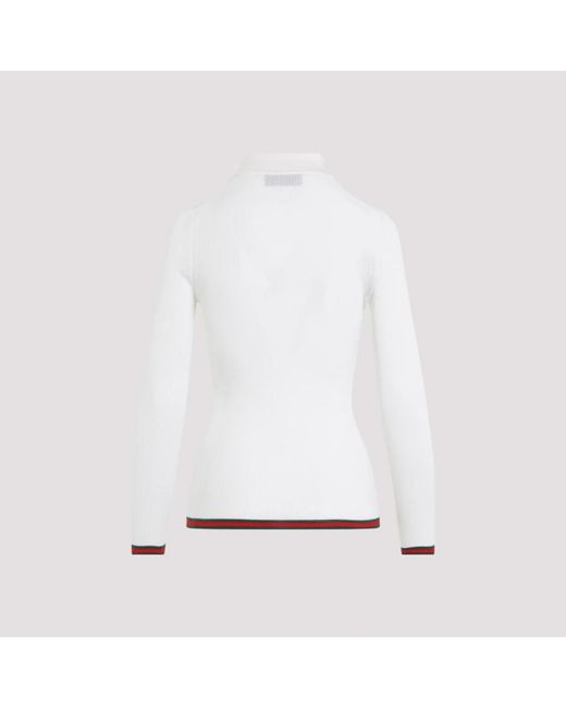 Gucci White Weißes Strickpolo Web
