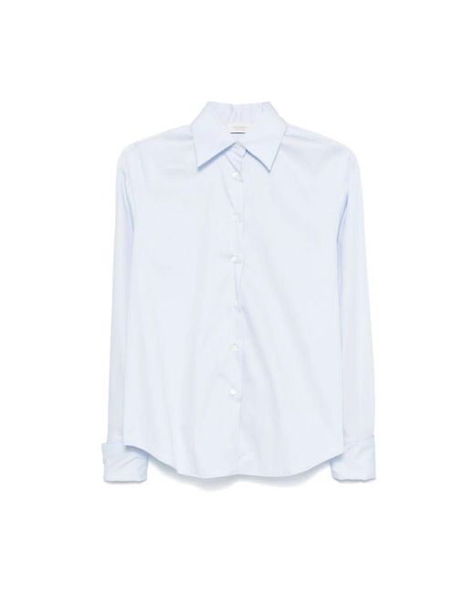 Mazzarelli White Blaues baumwollmischhemd französische schetten