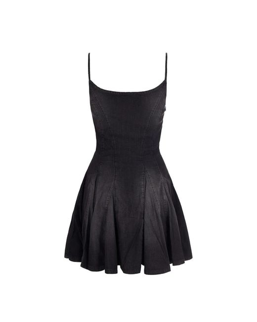 DIESEL Black Short Denim Dress With Adjustable Straps