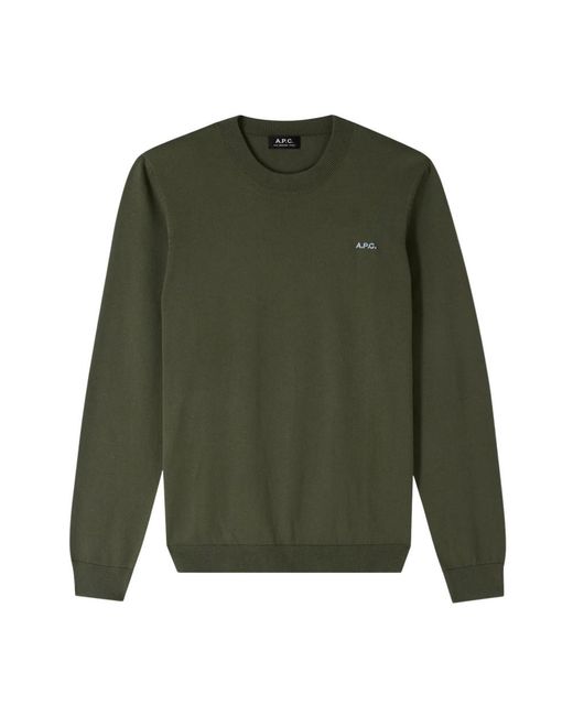 Round-Neck Knitwear di A.P.C. in Green da Uomo