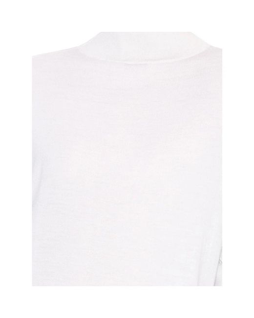 Alaïa Truien & Vesten ,Wit ,Geribbelde Coltrui Top in het White