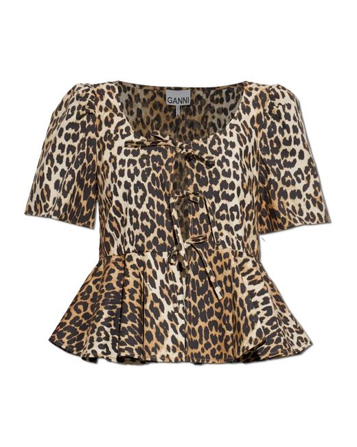 Ganni Dierenprint Top in het Black