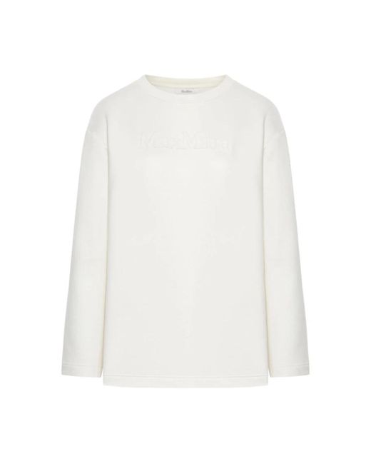 Max Mara Hoodies & Sweatvesten ,Wit ,Katoen Witte Sweatshirt Pure Elegantie in het White