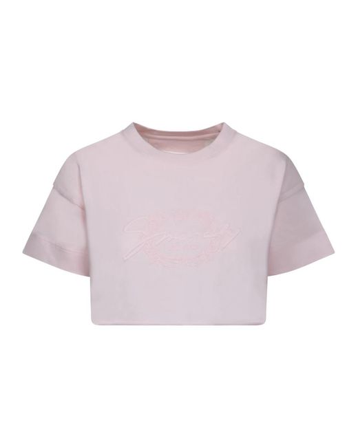 Givenchy Tops ,Roze ,Katoen Roze Geborduurde Crop T-Shirt in het Purple