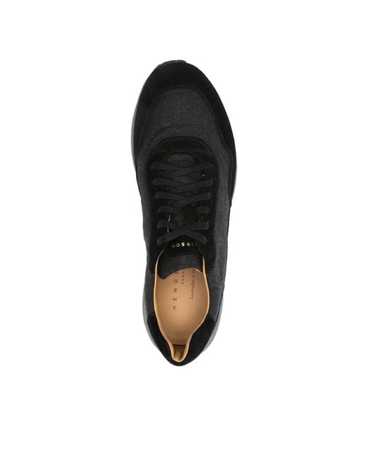 Henderson Schwarzer Ledersneaker Mit Wildleder-Elementen in Black für Herren