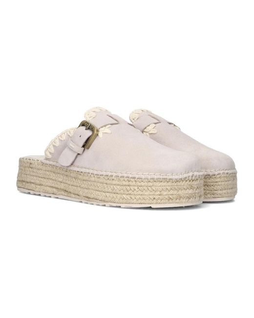 Mou Schoenen ,Suède Suède Jute Klomp Instappers in het White