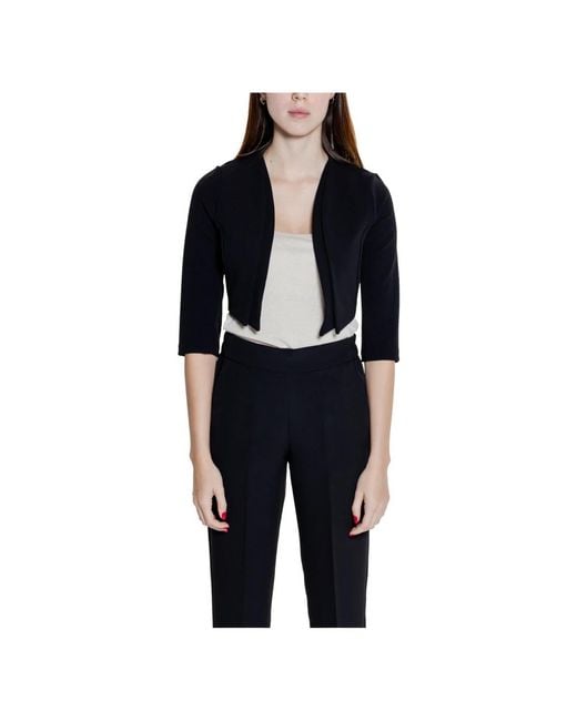 Rinascimento Truien & Vesten ,Zwart ,Polyester Top Met Lange Mouwen En Blote Schouders in het Black