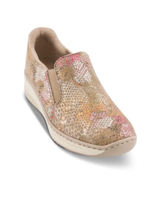 Rieker Natural Bequeme Slip-On Schuhe Mit Snake Look