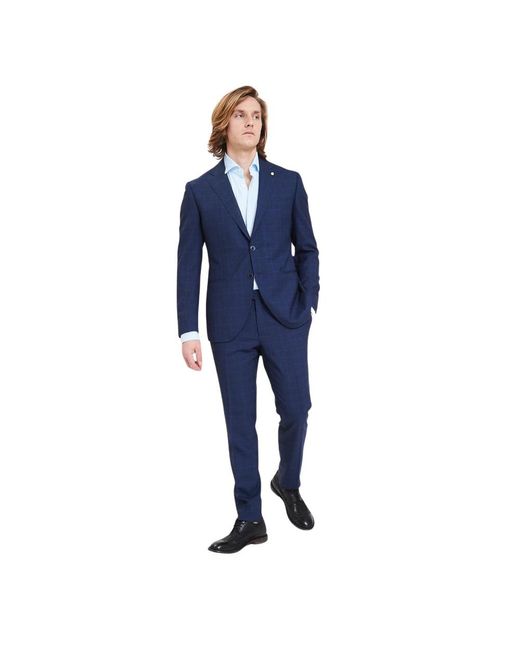 Luigi Bianchi Blue Single Breasted Suits for men