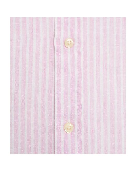 Ralph Lauren Leinenhemd mit logo-stickerei in Pink für Herren