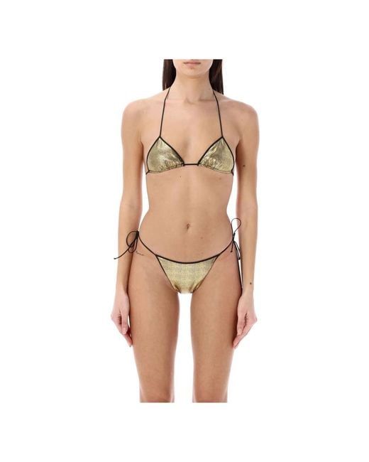 Reina Olga Natural Goldenes schlangen-bikini-set ss24
