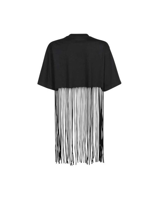 MSGM Tops ,Zwart ,Katoen Katoenen Fringed Crop Top in het Black