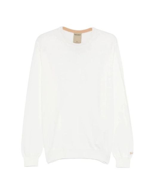 Woolrich White Round-Neck Knitwear for men