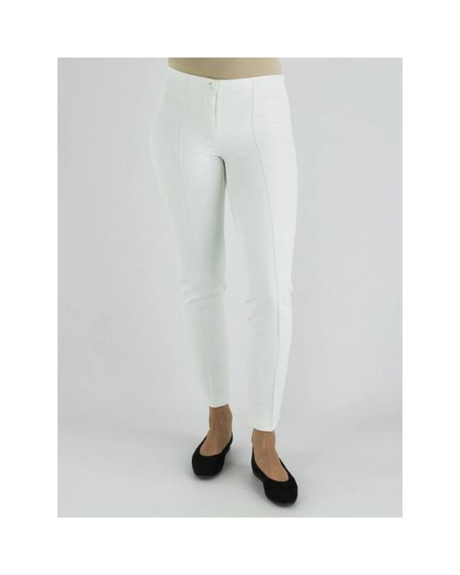 Cambio White Slim-Fit Trousers