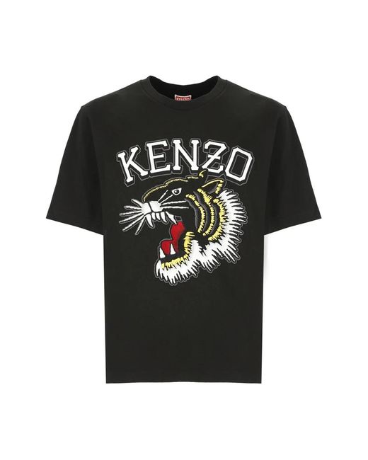 KENZO Black Cotton Tiger T-shirt for men