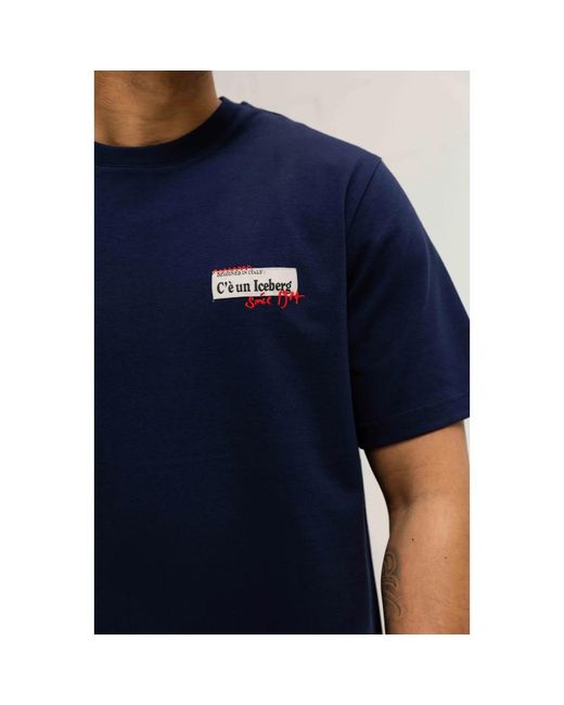 Iceberg Tops ,Blauw ,Katoen Jersey T-Shirt in het Blue voor heren