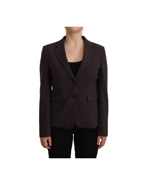 F.it Jassen ,Bruin ,Leer Single Breasted Jacket in het Black