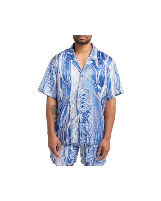 carlo colucci Blue Short Sleeve Shirts for men