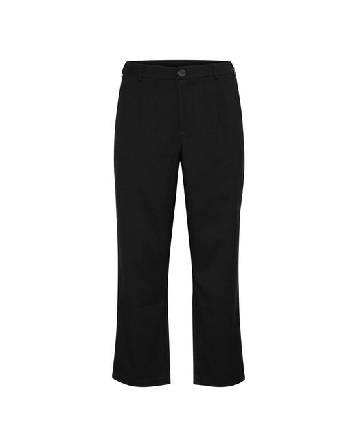 Kaffe Broeken ,Zwart ,Polyester Zwart Diep Straight Leg Broek in het Black