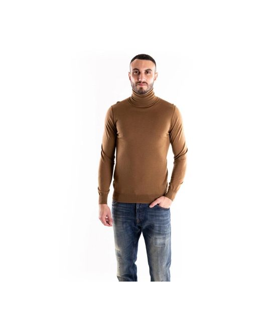 Paolo Pecora Truien & Vesten ,Bruin ,Wol Lupetto Sweater in het Blue voor heren