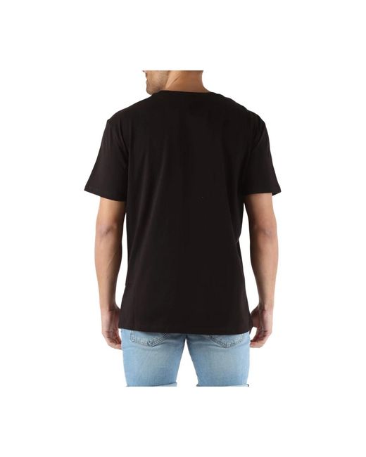 Tommy Hilfiger Regular fit baumwoll t-shirt mit frontlogo-stickerei in Black für Herren