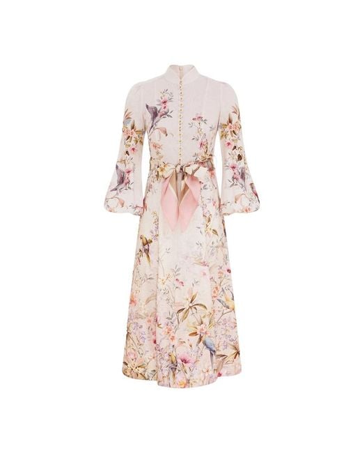 Zimmermann Kleedjes ,Veelkleurig ,Leer Rebellion Button Midi Dress in het Pink