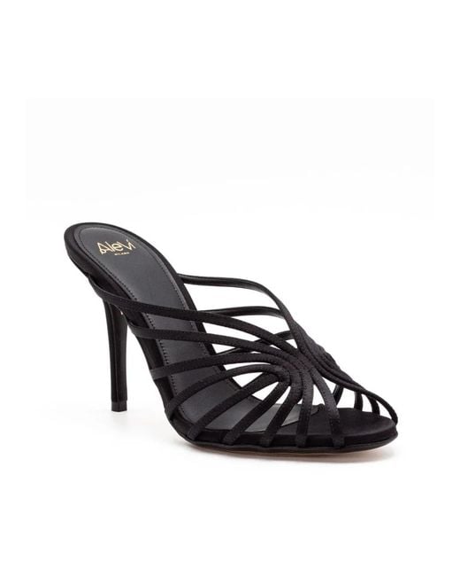 ALEVI Black Heeled Mules