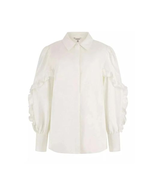 Blusa blanca de algodón para mujer Guess de color White