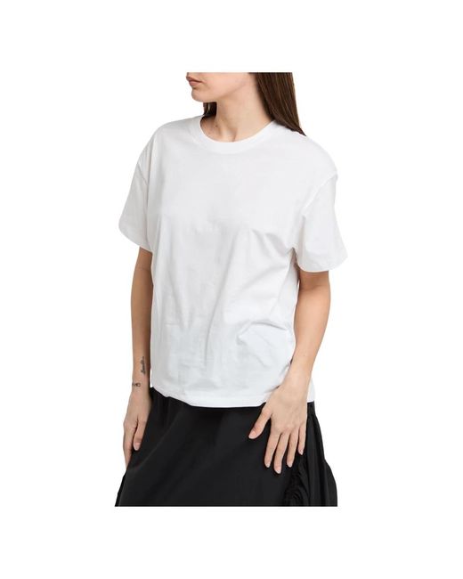Manila Grace White Weiße baumwoll-halbarm t-shirt ila grace