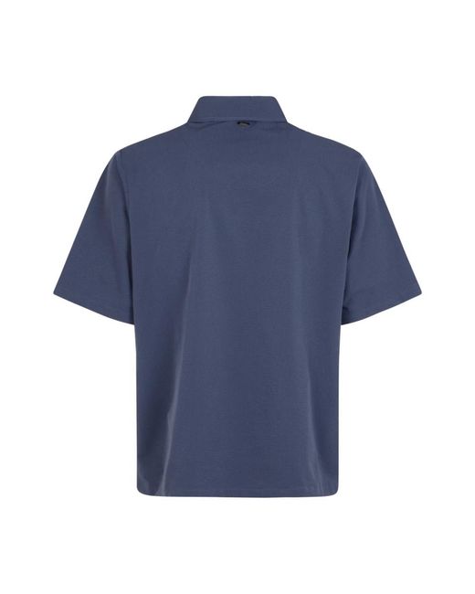Herno Overhemden ,Blauw ,Polyester Seercrease Jersey Bowling Shirt in het Blue voor heren