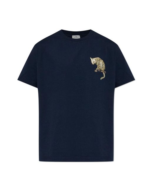 Etro Logo T-Shirt in het Blue voor heren