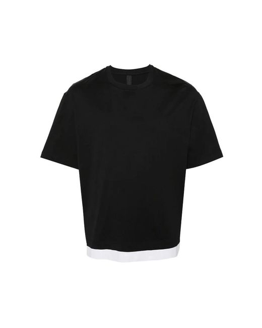 Magliette in cotone nera con striscia bianca di Neil Barrett in Black da Uomo