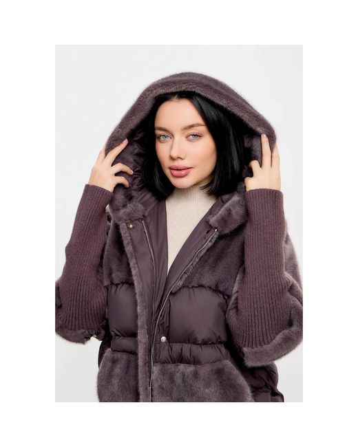 CESARE GASPARI Purple Oversized Jacke Aus Kunstpelz