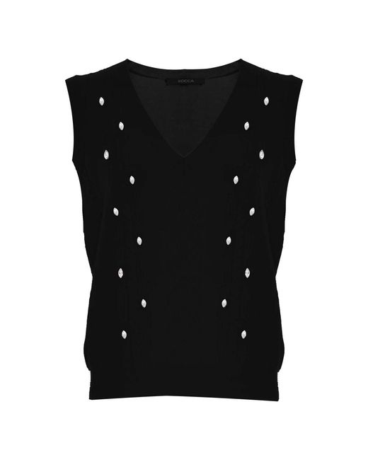 Kocca Black Wollpullover mit strasssteinen und zopfmuster