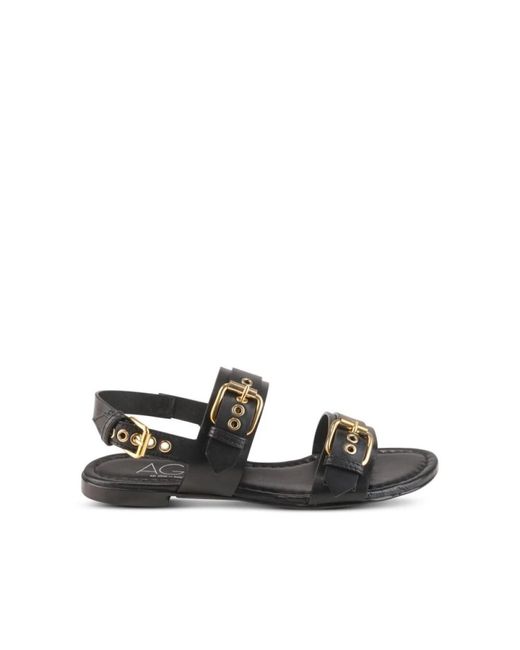 Agl Attilio Giusti Leombruni Black Flat Sandals