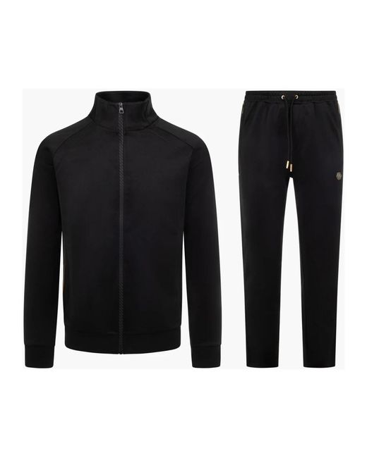 Cruyff Fitness ,Zwart ,Katoen Obsidian Trainingspak Zwart/Goud in het Black voor heren